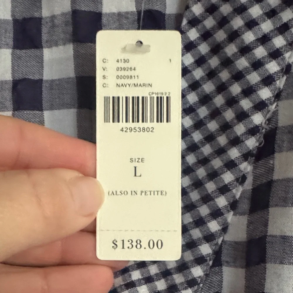 Anthropologie Navy and White Gingham Dress - Picture 3 of 7